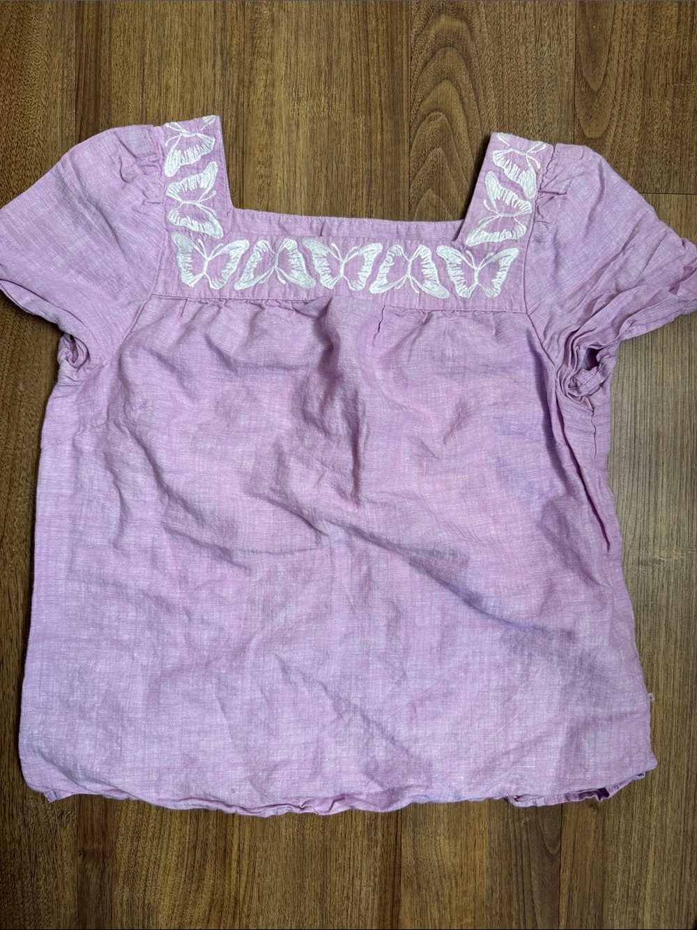 Talbots Lavendar Linen/ Cotton Butterfly Embroidered Top size Petite